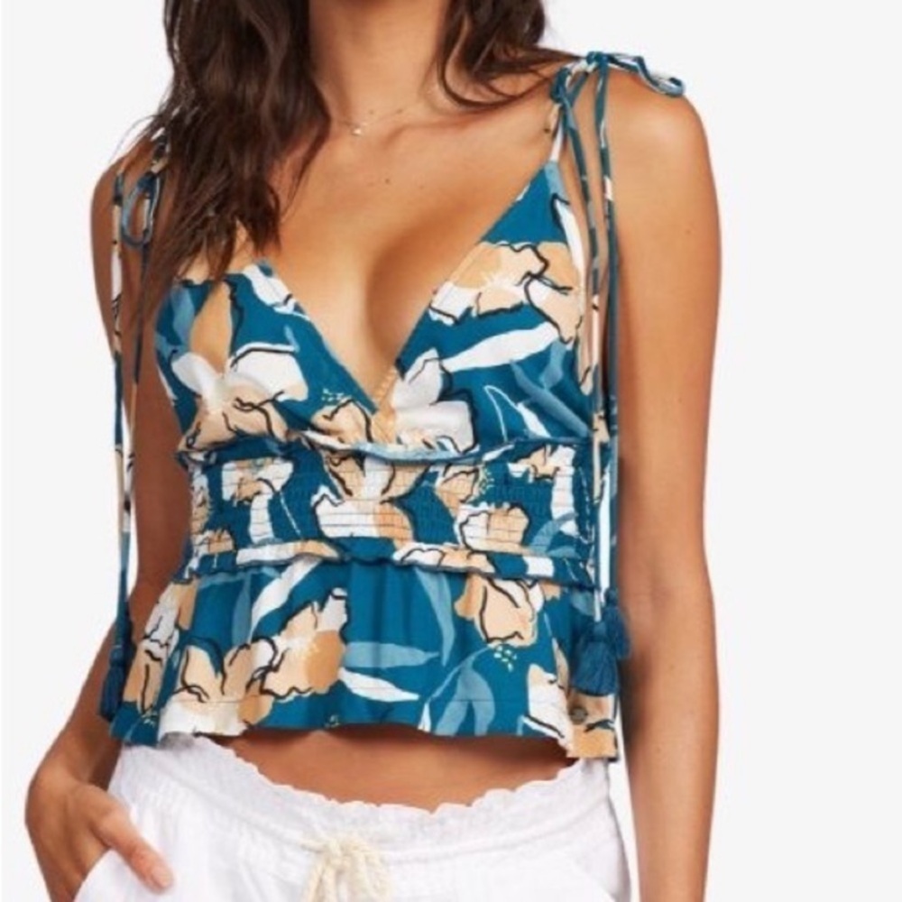 NWOT Roxy Teal Blossom Tank Top Size L/12